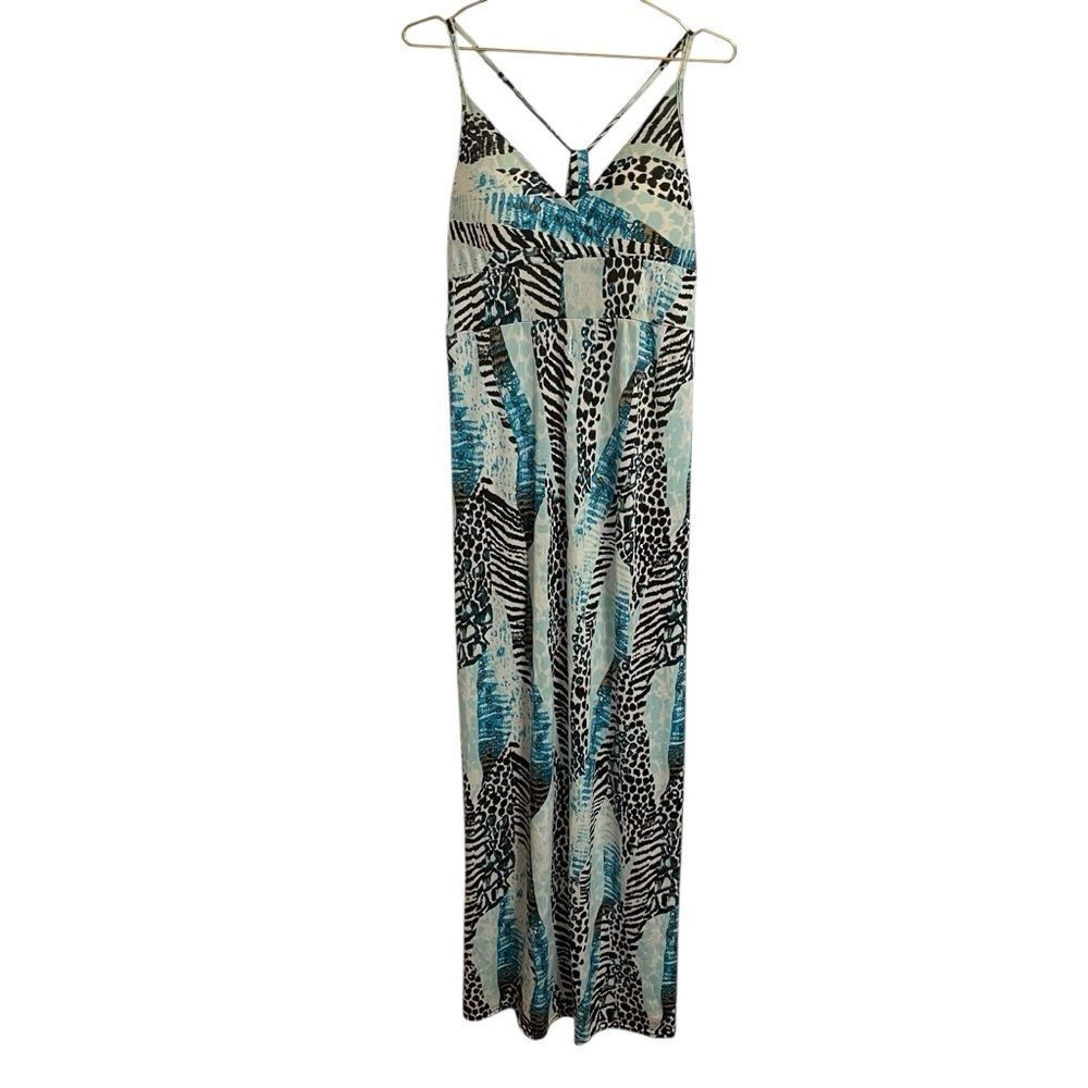 Grifflin Paris Maxi Dress‎ Blue Black Animal Print Size SM NWT